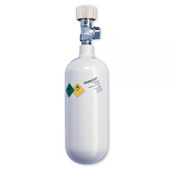 0,8 Liter Sauerstoffflasche, Leichtstahl, 200 bar med. O2 - dein