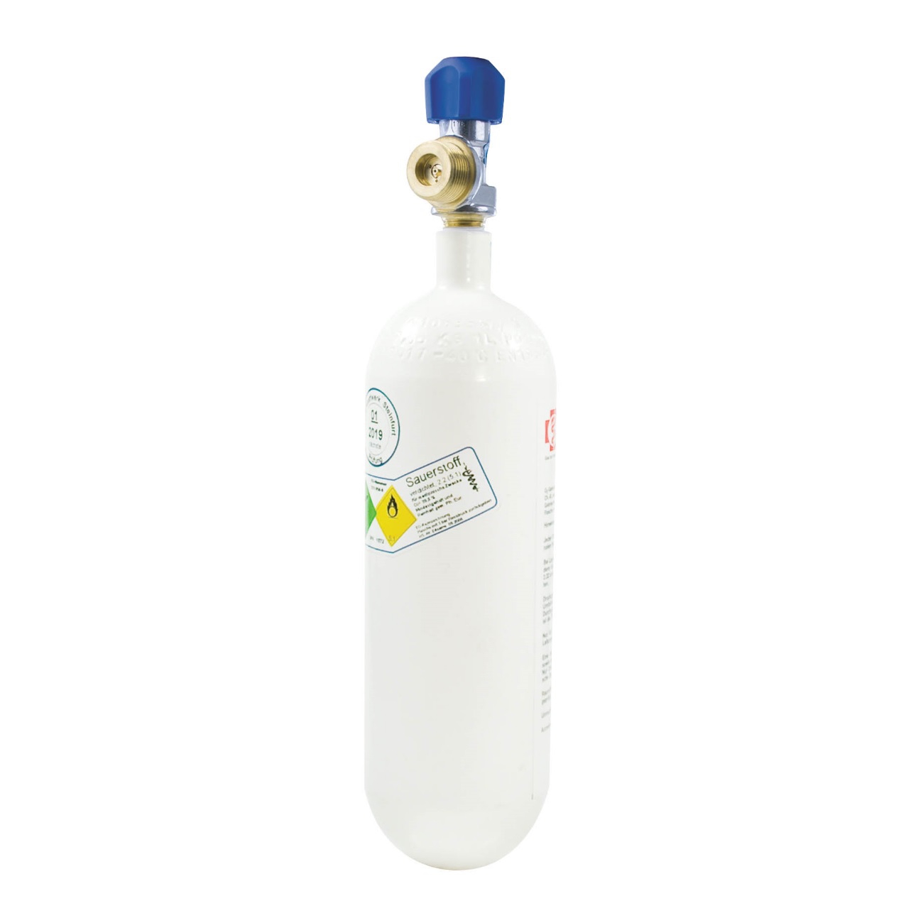 1 Liter Sauerstoffflasche, Leichtstahl, 200 bar med. O2 - dein